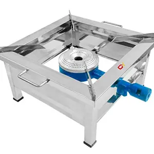 CAY Stainless Steel Single Burner Square Commercial Gas Stove Canteen Chulha, Silver L15 X W15 X H8 Inch