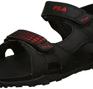 Fila Men's Willey Black and Red Sandals - 8 UK/India (42 EU)(11005427)