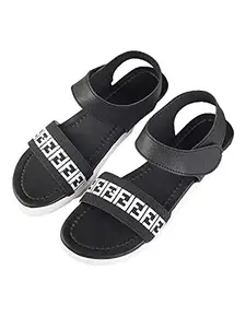 WalkTrendy Womens Synthetic Black Sandals - 7 UK (Wtwf462_Black_40)