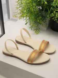 Picktoes PT-428 Women's Cream Synthetic Leather Casual Flat Sandal