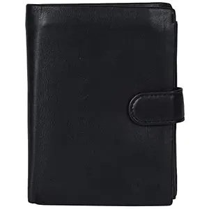 Leatherman Fashion Men Black Genuine Leather Wallet (8 Card Slots)