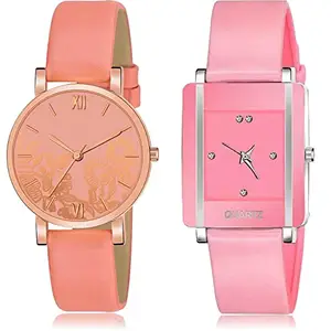 NEUTRON Wrist Analog Orange and Pink Color Dial Women Watch - G541-G14 (Pack of 2)