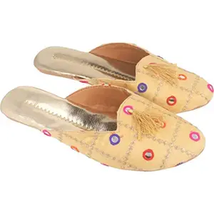Indian Handicraft Synthetic Women's Casual Beige Color Slipper (8 UK)