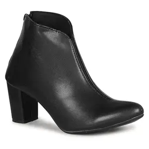 Commander Shoes Latest Trendy High Block Heel Zipper Boots(556 Black 3UK)