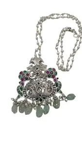 Silver Plated Stone Studded Pearl Jewellery Pendant (AJ-001)