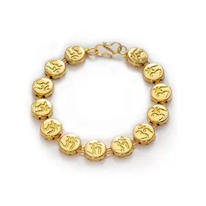 CHARMS OM Embossed Gold Plated Bracelet For Men and Boys