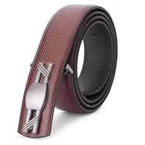 Kastner Men's Formal and Casual Pin Closer PU Leather Belt with Textured Design and Buckle