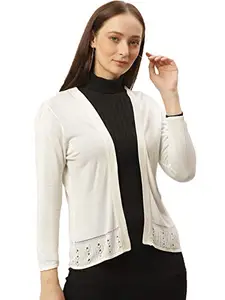 Style Quotient Women Off-White Solid Open Front Shrug (SS20SQANU_WHT-XL)