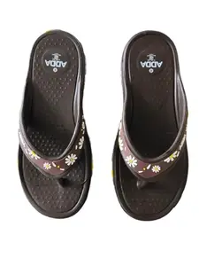 ADDA (LABEL) ADDA MYTIME-2 || Durable & Comfortable || Daily Use Slippers for Girls || Antiskid || Lightweight || Fashionable || Super Soft || Outdoor Slipper || Slipper for Women|| DK BROWN 6 UK||