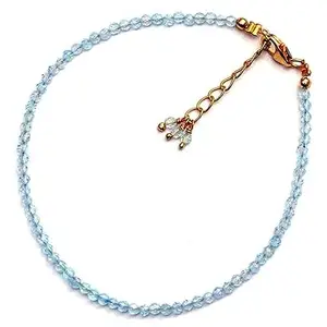 Gems_Hub Blue Topaz Bracelet with Gold Clasp – 2-2.5mm Round Beads – Faceted Cut – Healing, Fashion, Gift, Spiritual, Yoga|FIZA_LINK_01669