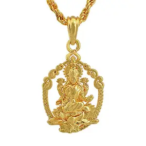 Memoir Gold plated Brass, Goddess Lakshmi, small and sober, stylish Laxmi Pendant Hindu God, Men women
