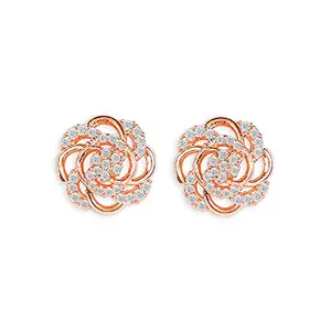 ZINU Rose Gold Flower Shape Earrings for Women/Girls | Zirconia Stud Ear Earrings | Beautiful Fancy Tiny Ear tops| Best Gift for Women|Women Earrings |Dangle Earings (041JEK)