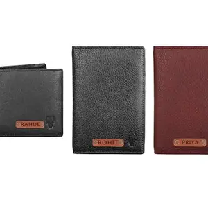 WildHorn Customizable Leather Wallet Giftsets For Men & Women | Engrave With Your Name I Personalized Gift For Brother, Father, Husband,Wife,Girlfriend And Couple (Black, Royal Maroon)