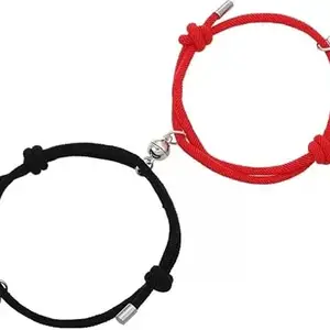 VIEN 2Pcs Magnetic Attraction Creative Couples Distance Matching Bracelets/Mutual Attraction Friendship Braided Rope Bracelet