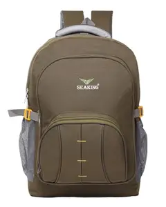 M3 CREATIONS Unisex Multipurpose Use Polyester Backpack Bag with Padded Laptop Compartment and Multiple Pockets (Light Brown)