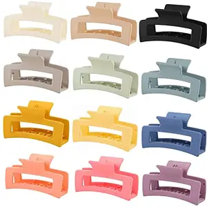 Trendy Club� 6PCS Strong Hold Rectangle Claw Hair Clips Bright Color Hair Jaw Clamp Non-Slip Catch Hair Styling Accessories for Women Girls Thin Thick Hair (6 Pcs Random Colors)