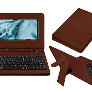 Acm Keyboard Case Compatible with Oneplus Nord Mobile Flip Cover Stand Direct Plug & Play Device for Study & Gaming Brown