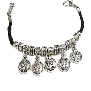 GURJARI JEWELLERS Oxidised Coin Charm Bracelet for Girls and Women