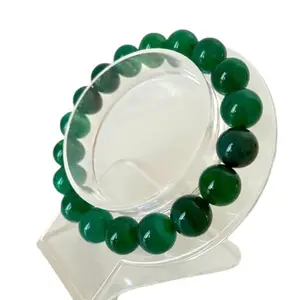 Retrend Design® Wonderful Hancrafed 8Mm Round Beads Pachu Bracelet Flexiable For Unisex Adults Astrology Wear Premium Emerald Stone Original Certified Bracelet एमराल्ड ब्रेसलेट Zamrud Stone Pulsera