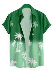 Uiriuy Men's Tropical Palm Tree Hawaiian Shirt – Short Sleeve Beach Aloha Button-Down Casual Top