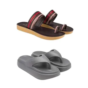 SPORTER Extra Soft Classic Casual wear with Flexibility Technology Heel Combo for Women's/Girl's(6143+6110)(4) Multicolor