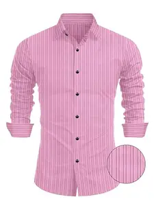 Dhavan Fashion Shirt for Men | Shirt for Men Casual | Popcorn Shirt Men Full Sleeves (XL, Pink)