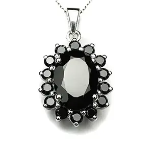 Hiflyer Jewels Luxurious Natural Black Spinel Pendant For Necklace 925 Sterling Silver Pendant Designer Pendant Spinel Jewelry For Women's & Girls Holidays Gift Idea For Her