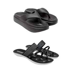 SPORTER Extra Soft Classic Casual wear with Ultra Soft Flexibility Technology flip-Flop Combo for Women's/Girl's(6109-1946)(6) Multicolor