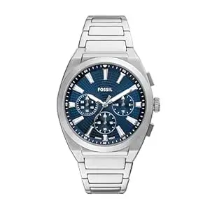 Fossil Men Everett Silver Quartz Stainless Steel Blue Dial Analog Watch FS6104