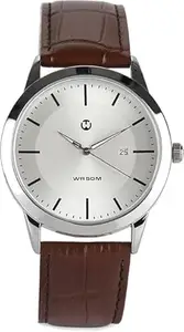 Wizard Times Men’s Watch, Brown Leather Strap, Silver Dial Analog Wrist Watch, Water Resistant, Formal & Casual Wear, Gift Watch for Men (Brown-Silver)