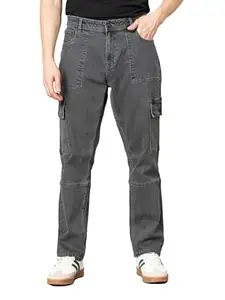 The Pant Project Relaxed Fit Stretchable Denim Cargo Jeans for Men | Mens Stylish Denim Cotton Jeans