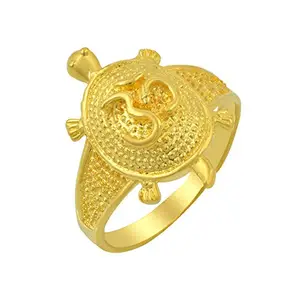 Memoir Gold plated OM on Tortoise Vaastu Fengshui good luck finger ring Men Women