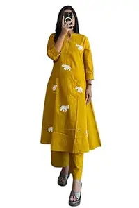 NawazKart Women's Cotton Printed Straight Kurti with Pant and Dupatta set
