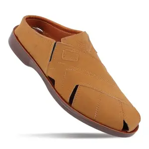 WALKAROO Men's Fashion Sandal with Cushion Sole, Closed Toe, Ventilated - WGR53215 Tan