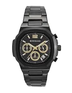 Giordano Modern Multifunctional Watch for Men with Octagonal dial, Date Display and Stainless Steel Strap