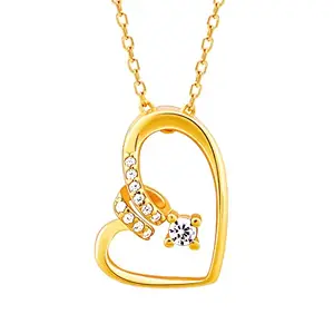 GIVA 925 Silver Golden Fireworks Heart Pendant with Link Chain | Gifts for Girlfriend,Pendant to Gift Women & Girls | With Certificate of Authenticity and 925 Stamp | 6 Months Warranty*