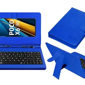 ACM Keyboard Case Compatible with Xiaomi Poco X6 Mobile Flip Cover Stand Direct Plug & Play Device for Study & Gaming Blue