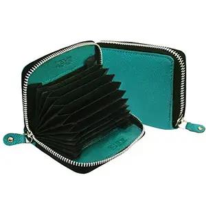 ABYS Genuine Leather Teal Card Wallet for Men and Women (8125TL)