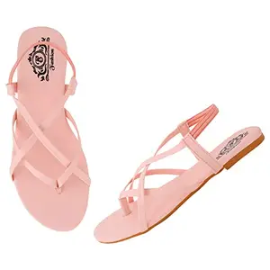 FA Footwear Women fashion flat sandal (pink, numeric-36)