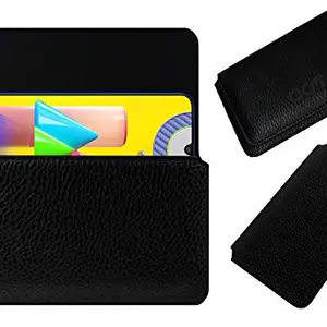 ACM Horizontal Case Compatible with Samsung Galaxy M31 Mobile Leather Cover Pouch Black