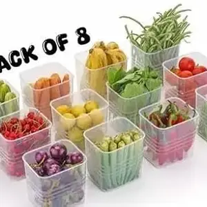 Fridge Door Organiser Set of 8 Fridge Storage Boxes Multipurpose containers for Storage Space-Saving Vegetable Storage Boxes for Fridge Side Door Organizer Fridge Organizers Storage Boxes Set