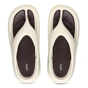 YOHO Sponge Flip Flops for Men | Orthopedic slippers with Mild Acupressure Points | Lightweight | Dual-Colour Design, Soft EVA Footbed, Waterproof | Brown - UK 7