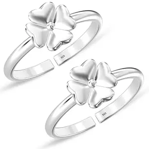 LeCalla Women's Flower Fancy Design Toe Ring in 925 Sterling Silver BIS Hallmarked Jewelry