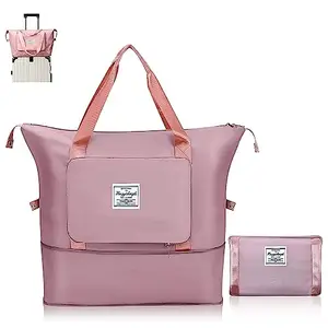 KedarKantha Duffle Bags Waterproof for Travel Women Luggage Bags for Travelling Large Capacity Folding Bag Lightweight Weekender Shoulder Bag with Dry & Wet Pocket Tote Handbag Multicolour (Pink)