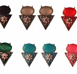Jewel India 4 Combo Pair Antique Ethnic Oxidised Gold Polish Traditional Kundan Stone Fashion Trendy Stud Jhumki Earrings Women Girls (282 4 COMBO)