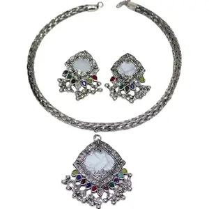 Multicolour Stone Choker Set Necklace Set for Women & Girls