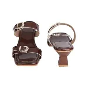 AUSTINE Women Stylish High Heels Sandals | Comfortable Block Heel Slip-On | Fashion Footwear for Women & Girls Maroon