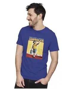 ALLEN BLACK Men's & Women's Regular Fit T-Shirt Farewell Humour 100% Cotton Unise T-Shirt Royal Blue_FAREWEL15-Royal Blue 4XL Men Round_