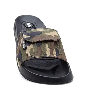 SOLETHREADS CARGO | Slides | Comfortable | Soft | Cushioned | Bounce | Cool ) Party | Indoor | Outdoor | Flip Flops for Men | UK 7 | MILITARY OLIVE