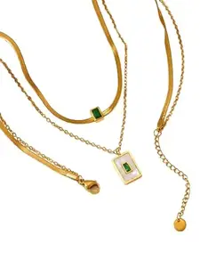 KRELIN Layered Cubic Zirconia Necklace, Green Stones, Women's Fashion Choker